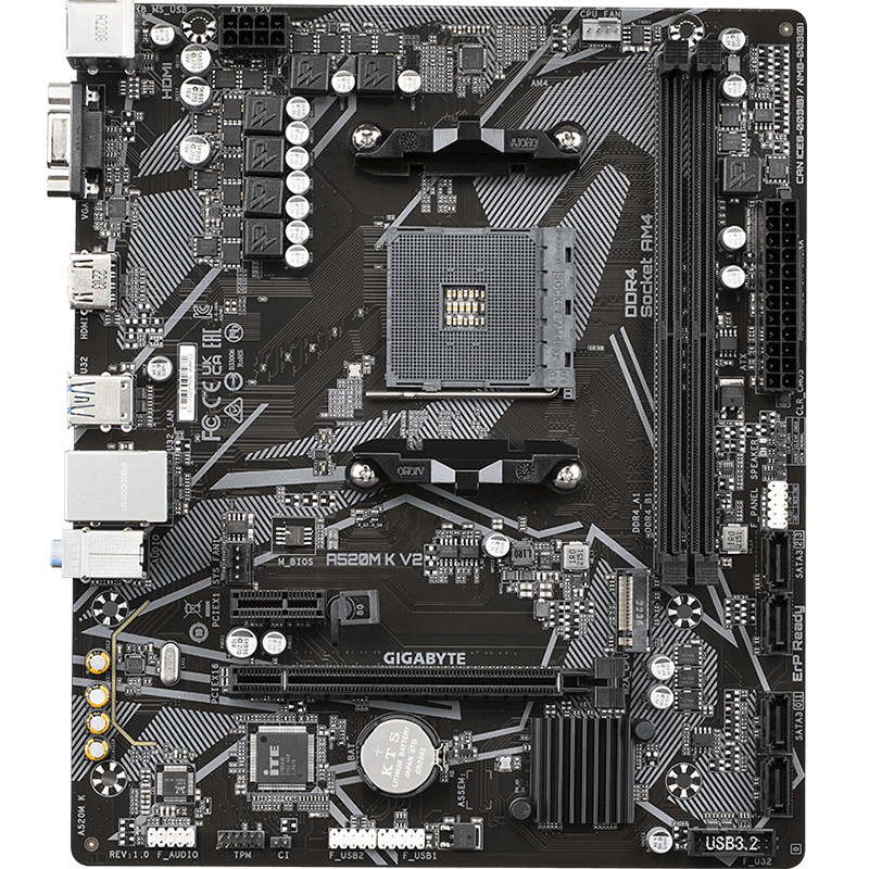 GIGABYTE A520M K V2 Motherboard Supports CPU 5600G57005800 3600 AMD A520 Socket AM4