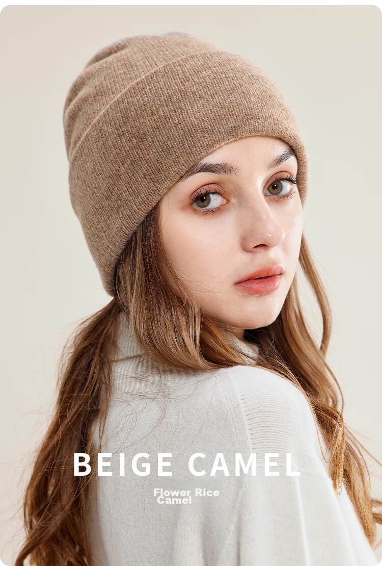 JIUMU Pure Wool Warm Knit Hat, Autumn And Winter Knitted Cap, Cold Hat, Winter Hat, Maternity Hat, Outdoor Cold-Proof Hat for Women in Winter 16