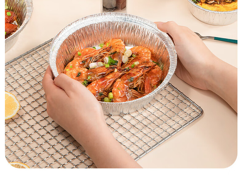 Temeiju Air Fryer Aluminum Foil Trays, Aluminum Foil Bowls, Air Fryer-Specific Paper, Food-Grade Outdoor Baking Pans, 16cm*30 Pieces 15