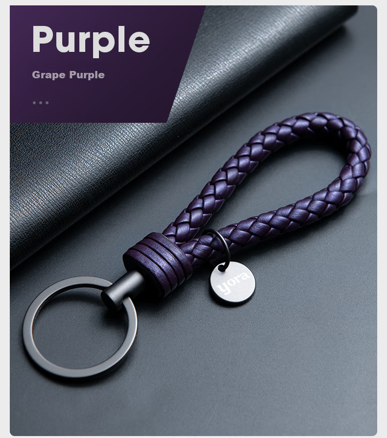 YORA Black Knitted Car Key Chain, Personalized Creative Car Key Pendant, High-Quality Leather Key Ring for Men And Wome 7