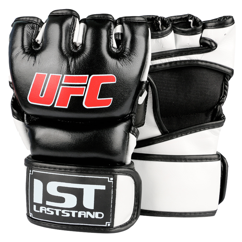 LASTSTAND Fingerless Boxing Gloves, Sanda UFC Gloves, Training MMA Boxing Gloves, Black And White, Size L