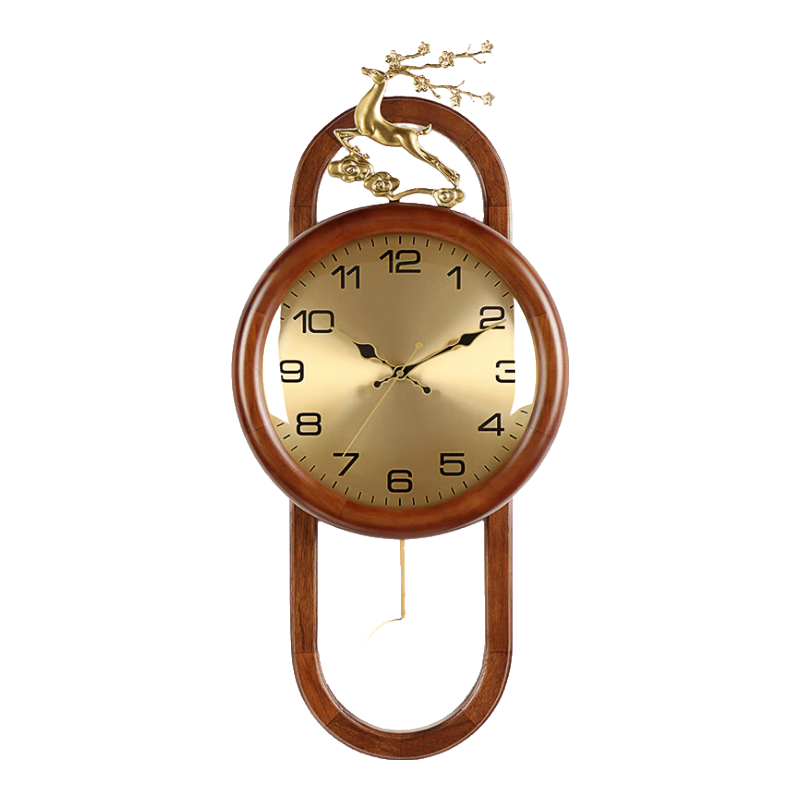Hense New Chinese-Style Solid Wood Wall Clock, High-End And Elegant Living Room Clock, Wall-Mounted Timepiece, Home Quartz Clock HP11