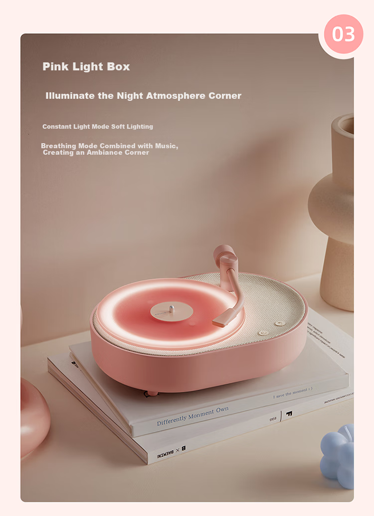 EZVALO Aromatherapy Bluetooth Speaker, Mood Light, Creative Retro Vinyl Record Player, Portable Speaker, Bedside Night Light, Practical Birthday Gift for Men And Wome 5