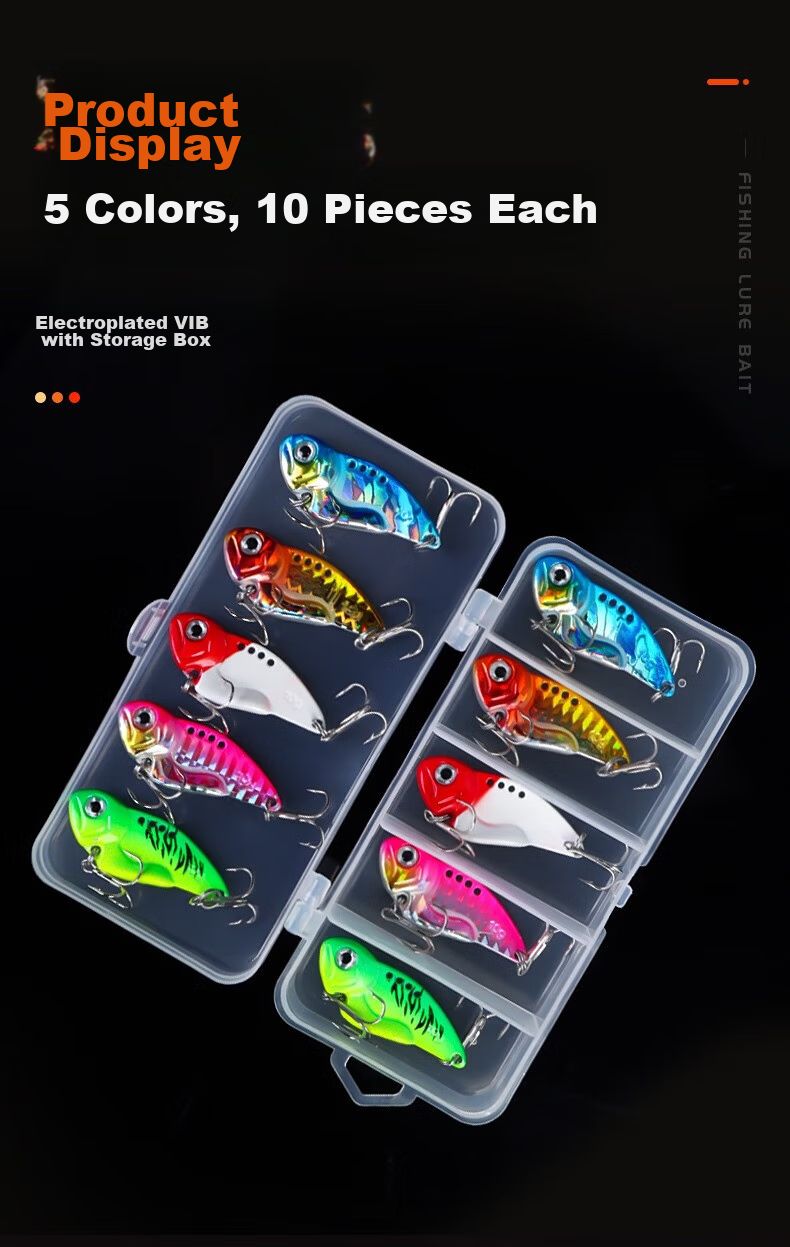 Xionghuo Lure VIB Metal Artificial Bait Set Mixed Long-Casting Hard Bait Full Swimming Layer Iron Plate 10g (Pack of 10) 10