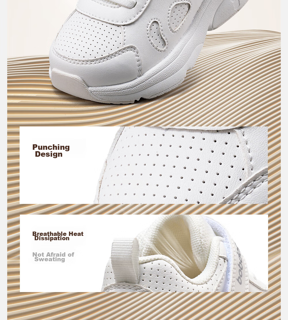 BOBDOG Children's Shoes, Toddler Walking Shoes for Boys And Girls, Spring And Autumn Versatile School White Sneakers, Academy White, Size 26 15