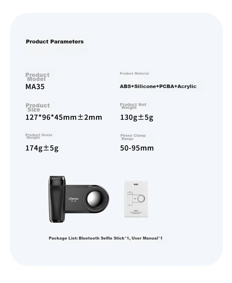 Ulanzi MA35 Magnetic Selfie Light Kit (Black), Bluetooth Remote Control, Handheld Camera Trigger, Selfie Stick, Vlog And Travel Photography Accessory 18
