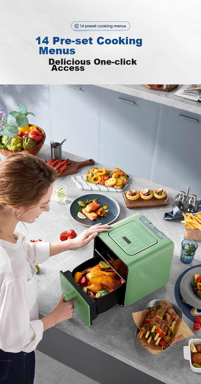 Morphyrichards Air Fryer, Home Use, 4L Large Capacity, Transparent View Window, Built-In Lamp, Smart Steam Function, Variable Frequency Temperature Control, Chicken Wing Frying Machine, MR8101 White 9
