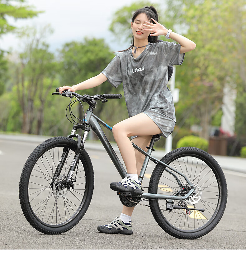 FOREVER Mountain Bike, 24-Speed, 26-Inch, Hydraulic Disc Brakes, for Men And Women, Adult And Student Use, City Off-Road Bicycle, Gray 26