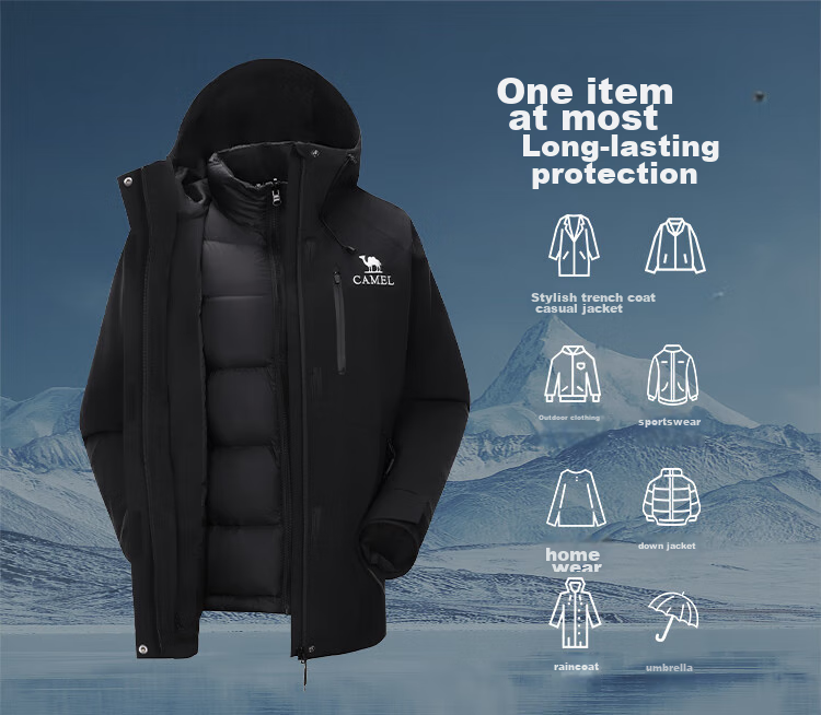 CAMEL Outdoor down Inner Liner Jacket, Cold-Resistant, Warm, Triple Protection, for Tibet Travel And Mountaineering, NR99 Hard Shell Jacket [Yushen] 15