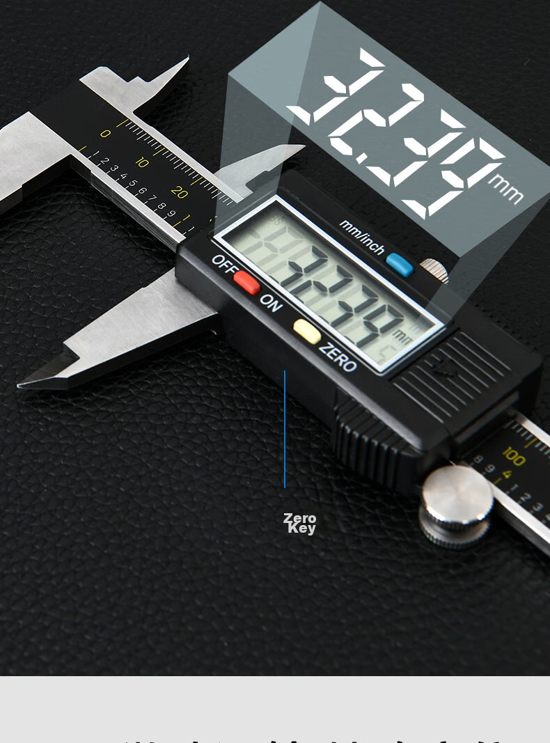 Deli High-Precision Vernier Caliper, Large HD Digital Display, Stainless Steel Precision Ruler, Complies with National Standards, 150mm 10