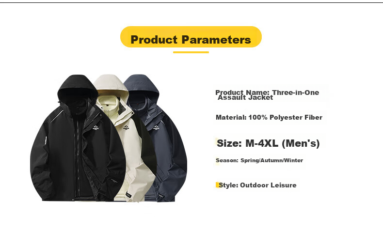 Huili Three-In Jacket for Men, Autumn And Winter Outdoor Hiking Sports Windproof Coat, Warm Jacket for Men's Clothing 15