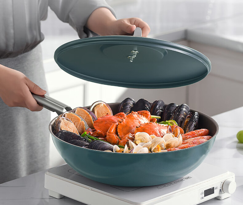 DES LON (DESLON) Titanium-Containing 99% Non-Stick Wok, No Coating, Home Use, Smokeless, Flat Bottom, Suitable for Gas Stove And Induction Cooker, Non-Stick Frying Pa 7
