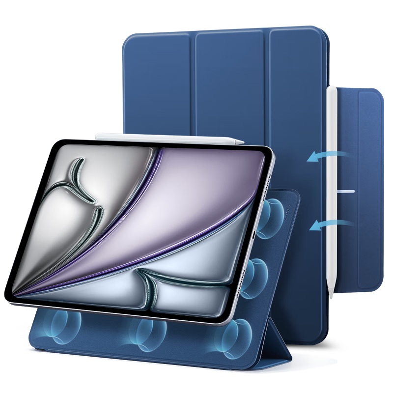 ESR Compatible with IPad Air 13-Inch Case, 2026 New Air 8/6 Magnetic Double-Sided Clip M4/3/2 Chip Universal 20-22 Version Pro12.9 Apple Tablet Case Blue
