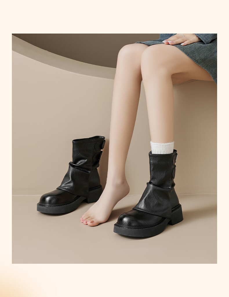Daphne Meilad Women's Short Stacked Boots 2026 New Spring Xinjiang Travel Pants Leg Height Increasing Thick Sole Martin Boots 4