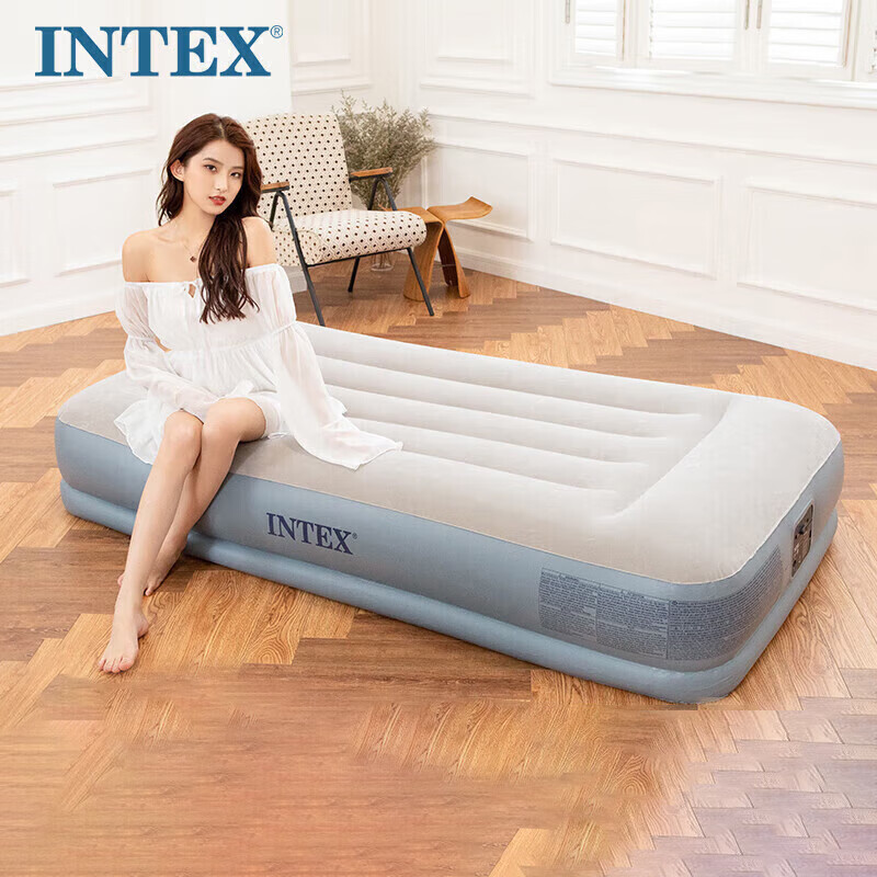 INTEX 64116 Electric Pump Inflatable Bed with Pillow, Air Mattress for Home Nap, Outdoor Tent Pad, Folding Bed CT1
