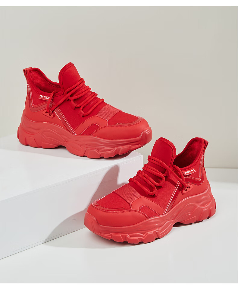 Daphne Women's Sports Casual Shoes Thick Sole Versatile Dad Sneakers Comfortable Low-top Red Size 39 Model 4623101050 10