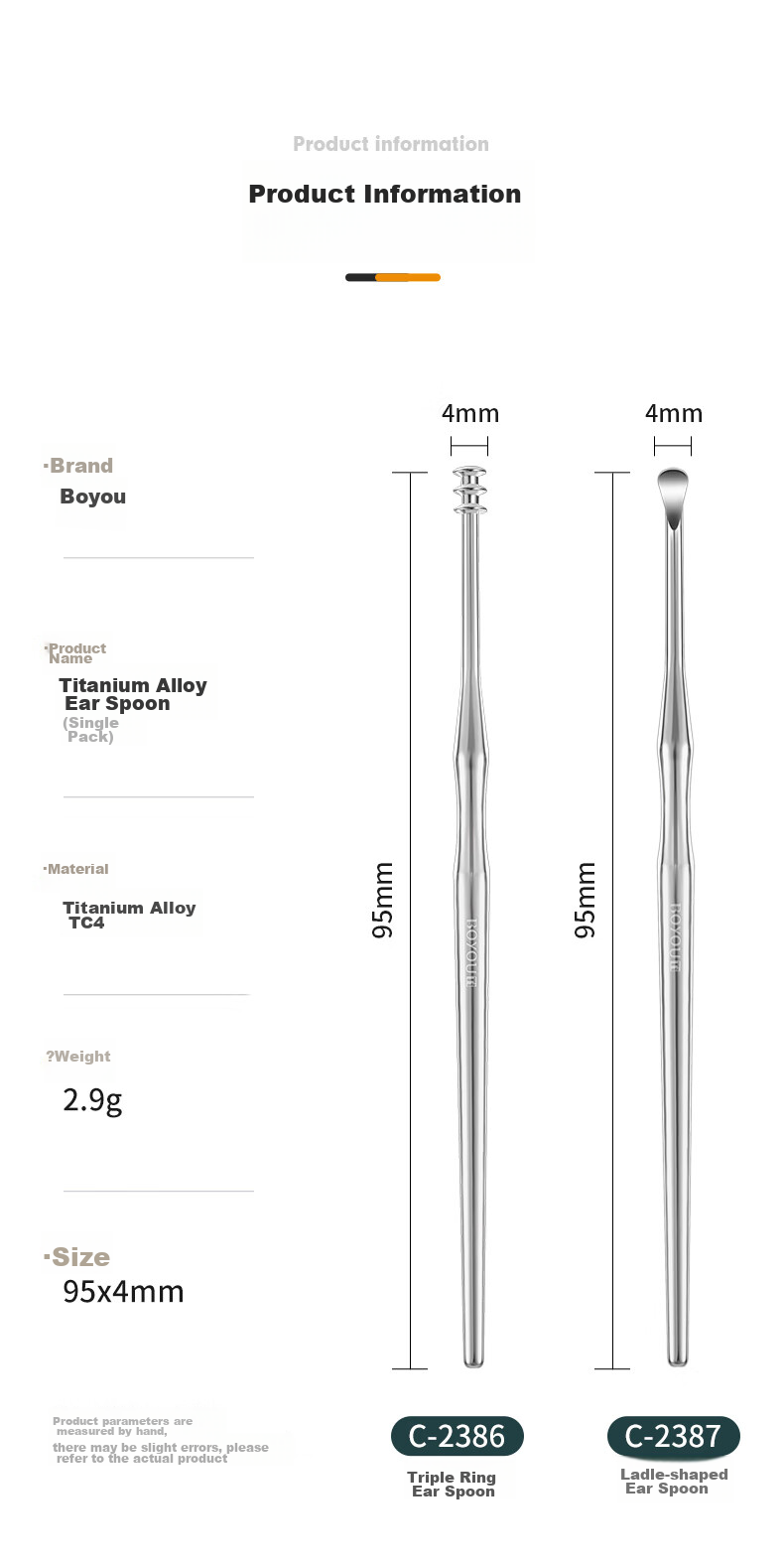 BO YOU Titanium Alloy Ear Pick Ear Cleaning Tool Adult Ear Cleaning Device Scoop-Shaped Ear Cleaner for Home Use 11