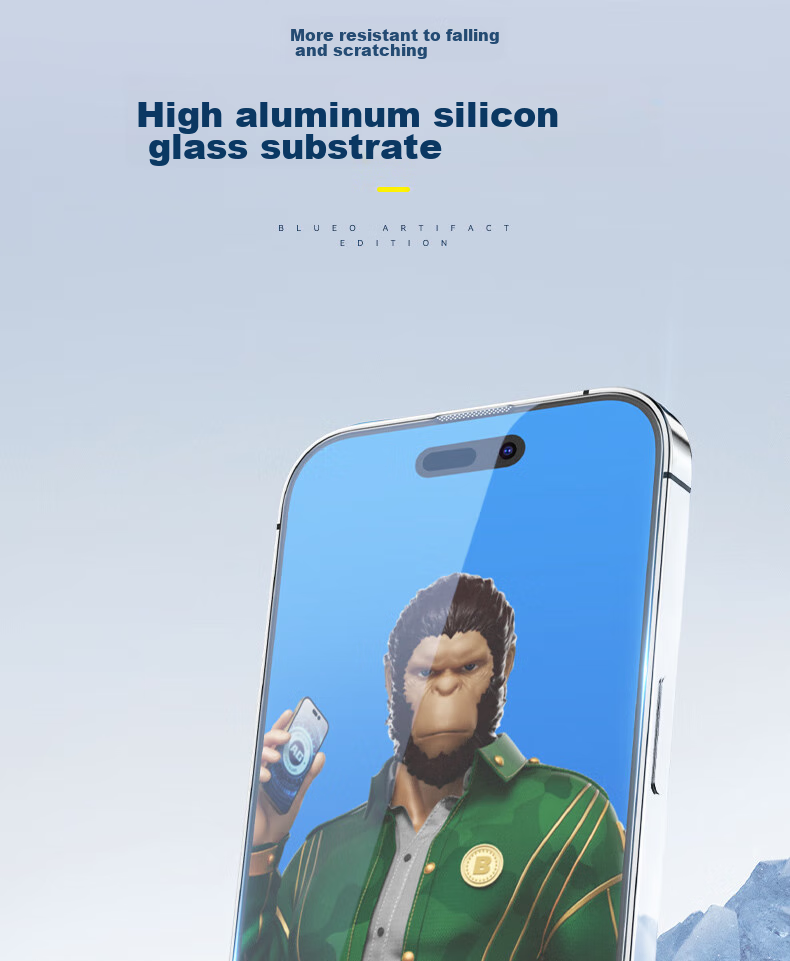 BLUEO Tempered Glass Screen Protector for Apple IPhone 17 Pro Max/16 Pro Max, AG Frosted Anti-Glare Anti-Fingerprint Shatterproof Protective Film 4