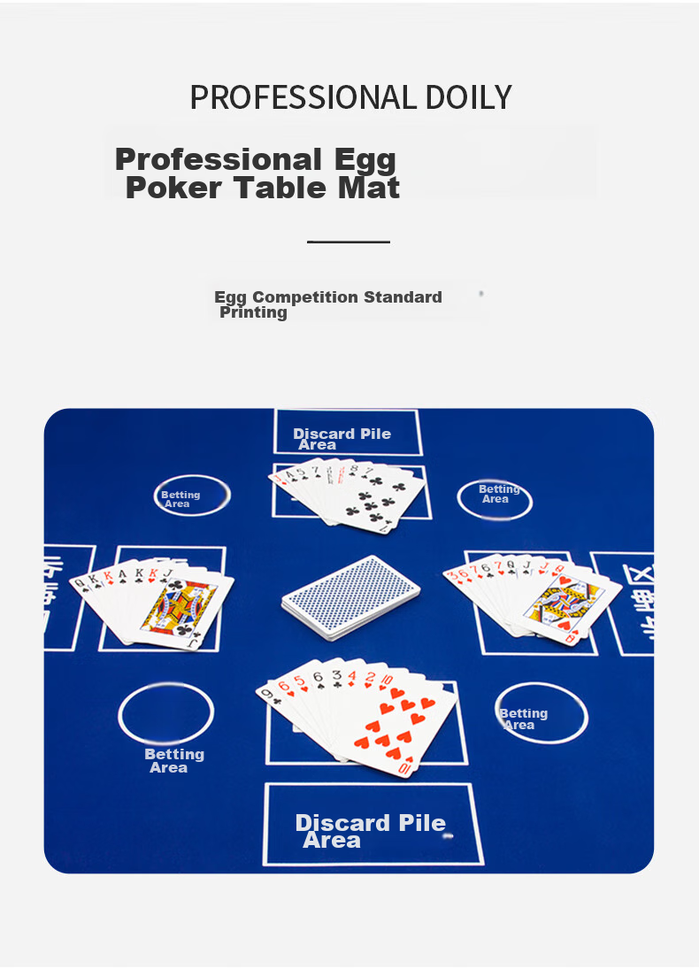 FORTHGOER Guandan Special Tablecloth, Competition Table Mat, Entertainment Poker Cards, Chess Room Dedicated Waterproof Tablecloth, Blue Velvet Surface 4