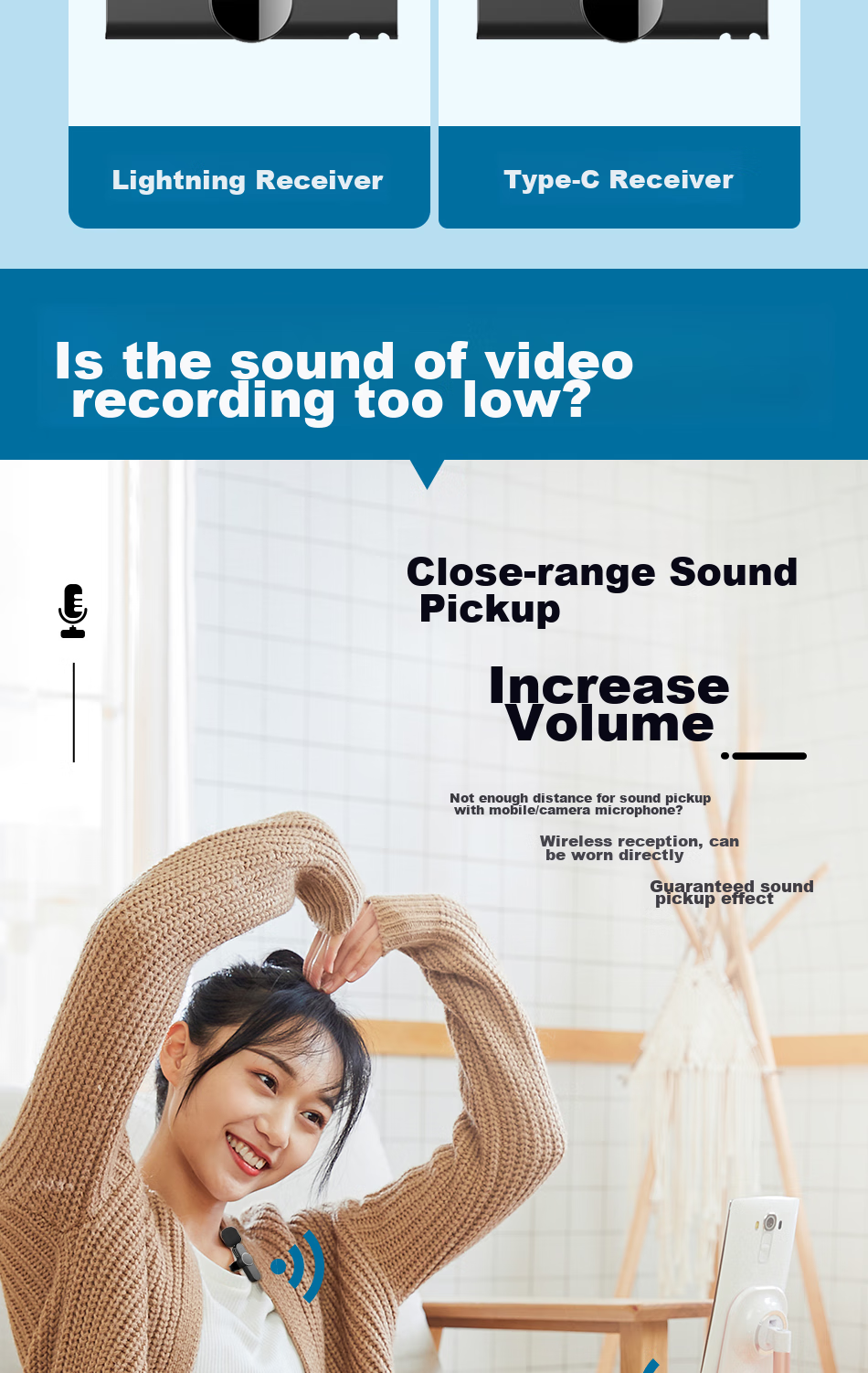 JoJar Wireless Lavalier Microphone for Mobile Live Streaming, Online Classes, Outdoor Interviews, Short Videos, Professional Vlog Recording, Apple Mini Microphone with Apple Connector 4