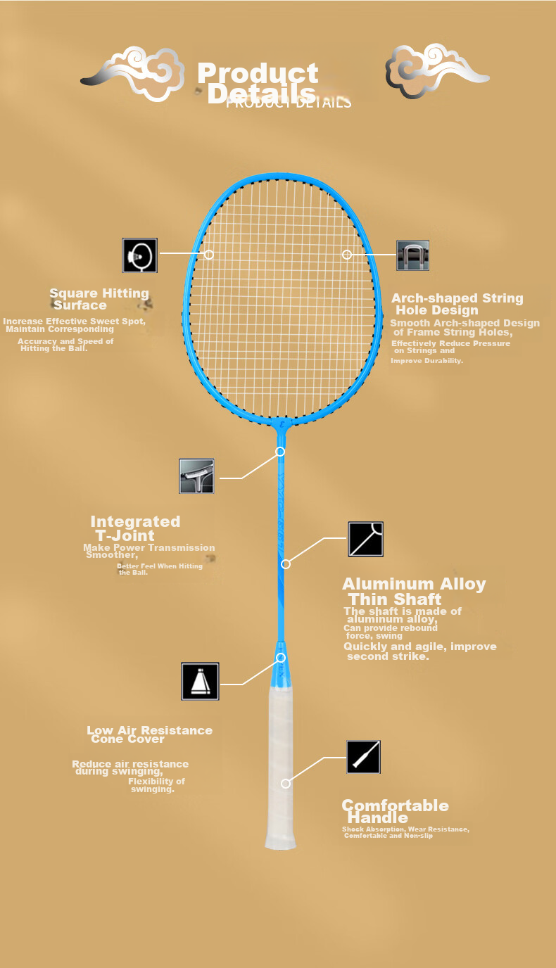 ENPEX Badminton Racket Set, Durable And Ultra-Light, for Adults And Students, Double Rackets YYC-661 with 101-3 Shuttlecocks Included 8