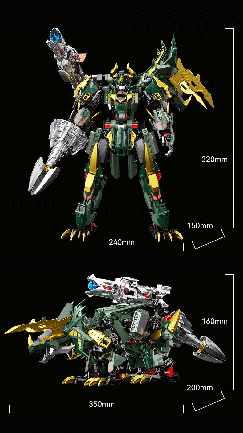 F5 Yilong Dinosaur Building Blocks, Transforming Robot, Direct Transformation Gundam Mecha, Children's Toy, Gift for Boys' Birthday 14