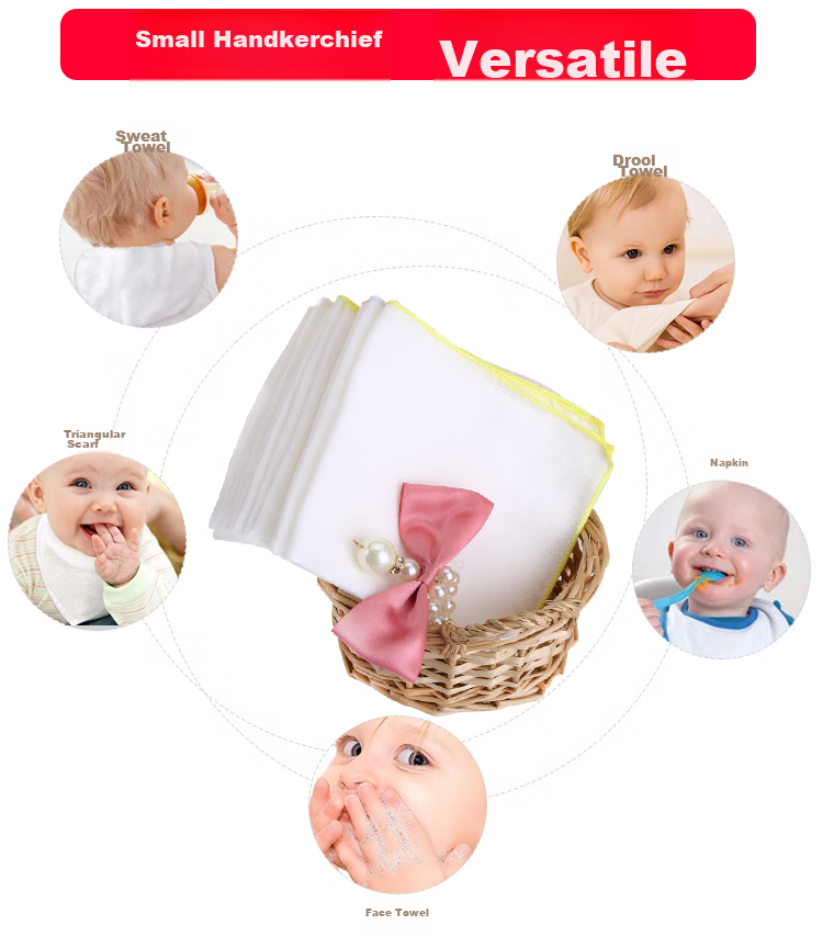 Xiqinbao Baby Gauze Drool Bib, Infant Feeding Towel, Newborn Washcloth Handkerchief, 25×25cm (Set of 6) 12