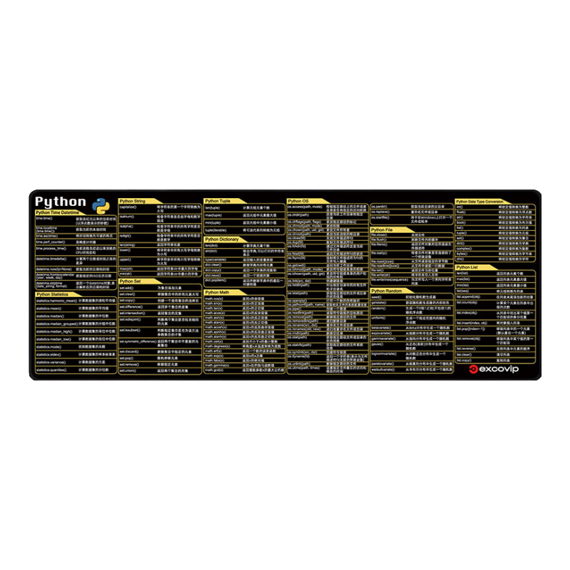 EXCO Python Mouse Pad, Shortcut Key, Common Functions, Program Design, Algorithm Basics, Programming Methods, Large Office Computer Desk Pad, Desk Edge Mat 0307