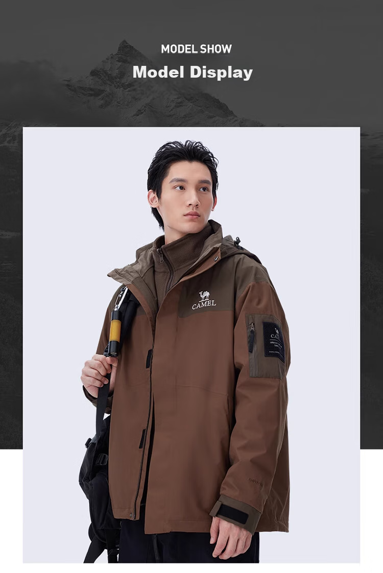 CAMEL Outdoor Hardshell Jacket AK80 Three-In Waterproof Mountaineering Coat for Men And Women, Tibet Travel Outerwear A34CATR808 22