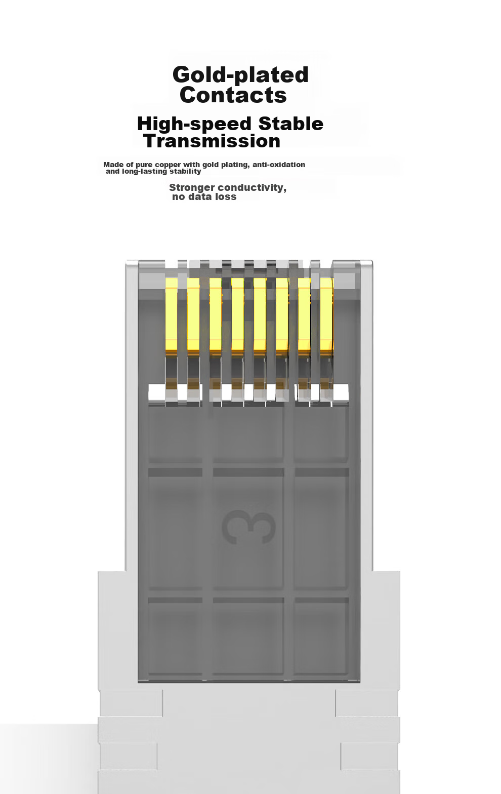 SK-LINK Cat7 Toolless Crystal Head, Engineering Grade CAT7 Unshielded RJ45 Computer Network Cable Connector, No Crimping Required Crystal Head, Single Pack 3