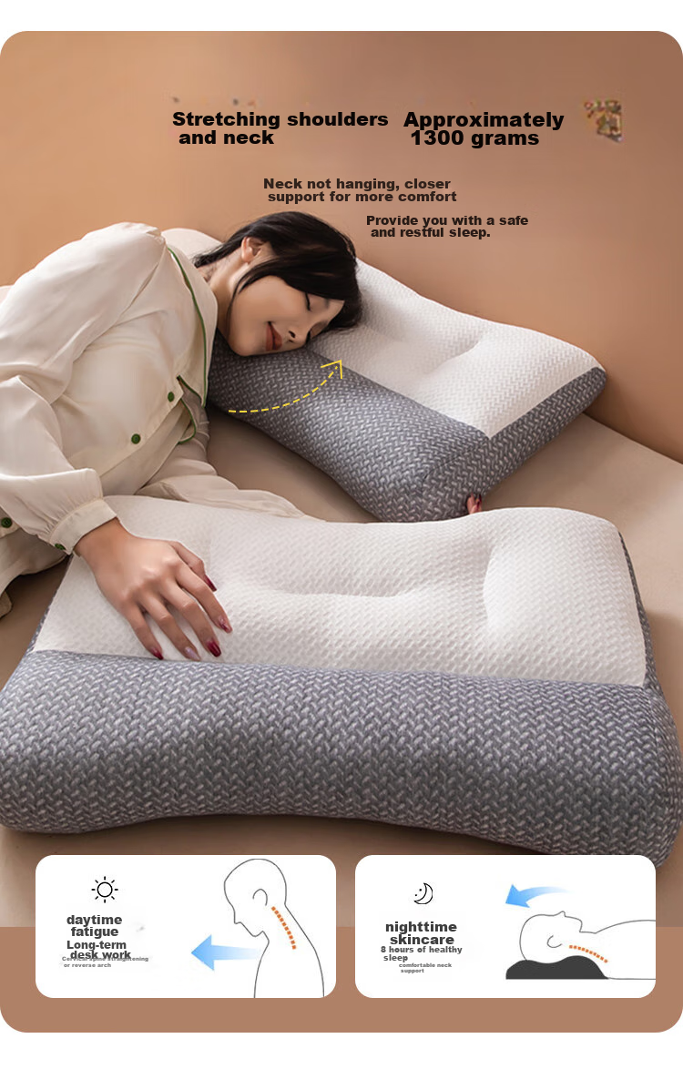 Yierman Pillow Neck Support Pillow for Cervical Spondylosis Deep Sleep Specialized Adult Men's Pillow Core Single Bed Home Use Extra Large One Pair Set 4