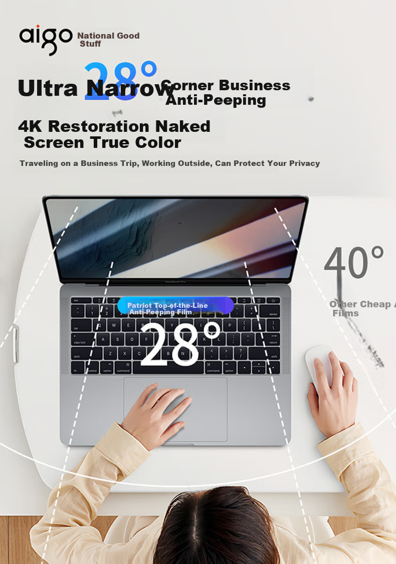Aigo Computer Privacy Screen Protector, Anti-Glare Film for Monitor, Blue Light Blocking, Compatible with Laptops And Desktop Computers, Universal Privacy Protection Film, 17.3 Inches (16:9), New Imported Base Material 5