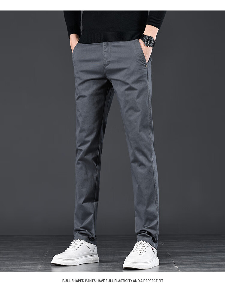 JEEP High-End Men's Casual Pants, New Spring 2026 Style, Loose Straight-Leg, Light Business Pure Cotton Trousers for Me 13