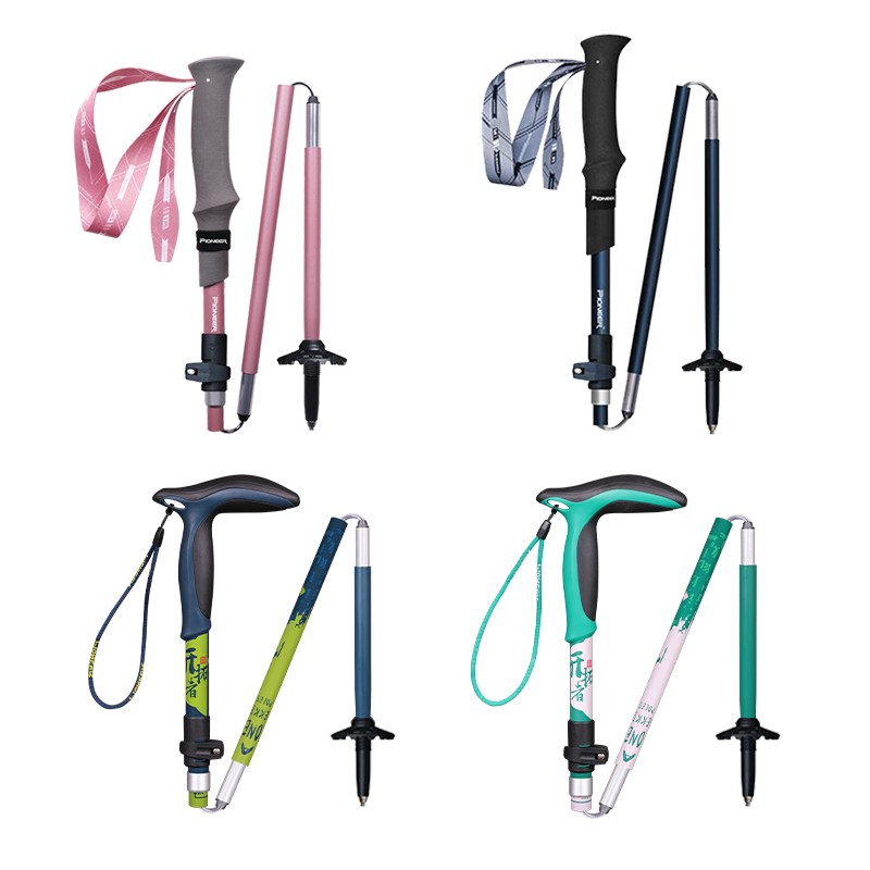 Pioneer Tianlangxing 2 Series Trekking Pole, Carbon Fiber Cane, Aluminum Alloy Folding Telescopic Walking Stick for Outdoor Hiking And Cross-Country, Pink