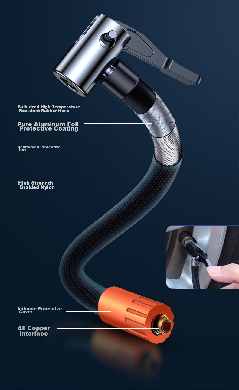 Jumu Bicycle Pump, Wireless And Wired Dual-Use, for Car And Motorcycle Tires, Inflator, Electric Vehicle-Mounted Air Pump 16