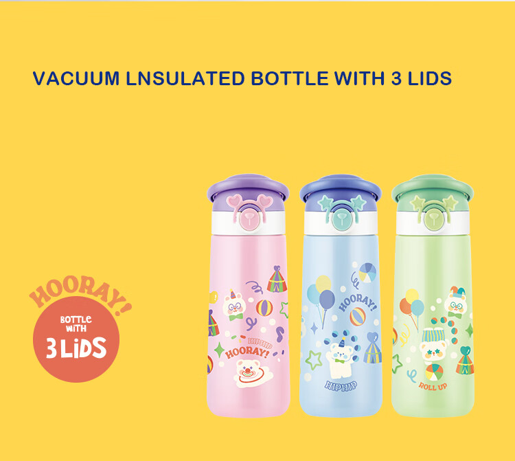LOCK&LOCK Children's Insulated Cup, Elementary School Student Sports Water Bottle, Kindergarten Straw Cup, 316L Stainless Steel Cup, Blue, 500ML 2