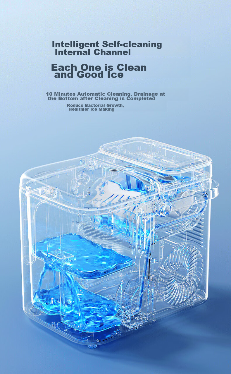 SUPOR Ice Maker for Home, Compact Cube Machine, Mini Office Dorm Three Ice Making Modes, Bullet Ice, Rapid Ice Production, Self-Cleaning SW-ZB12T001 19