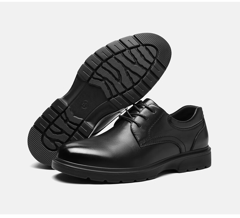 HLA Leather Shoes, Men's Formal Dress Shoes, Business Heightening Derby Shoes HAAPXM1EBH081, Black Heightening, Size 39 37