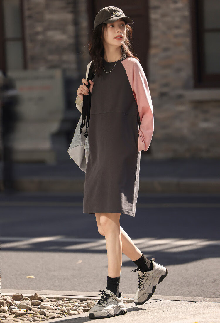 Dme [Modern Academic Style Sweatshirt Dress] Youthful, Age-Reducing, Light Sporty Style, Slimming, Fashionable Dress 6