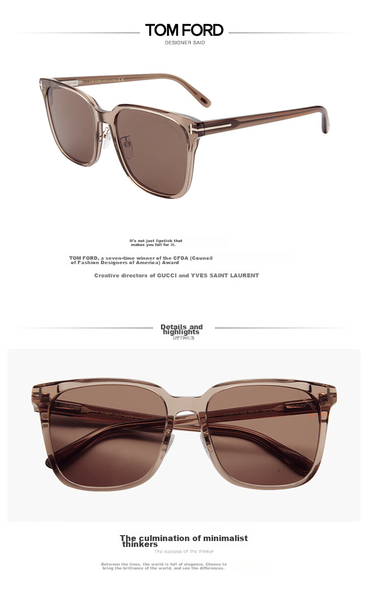 TOM FORD Sunglasses for Men And Women, Gray High-End Large Frame Slimming Sunglasses, Same Style As Department Store Glasses, UV Protection Sunglasses TF0891K 5