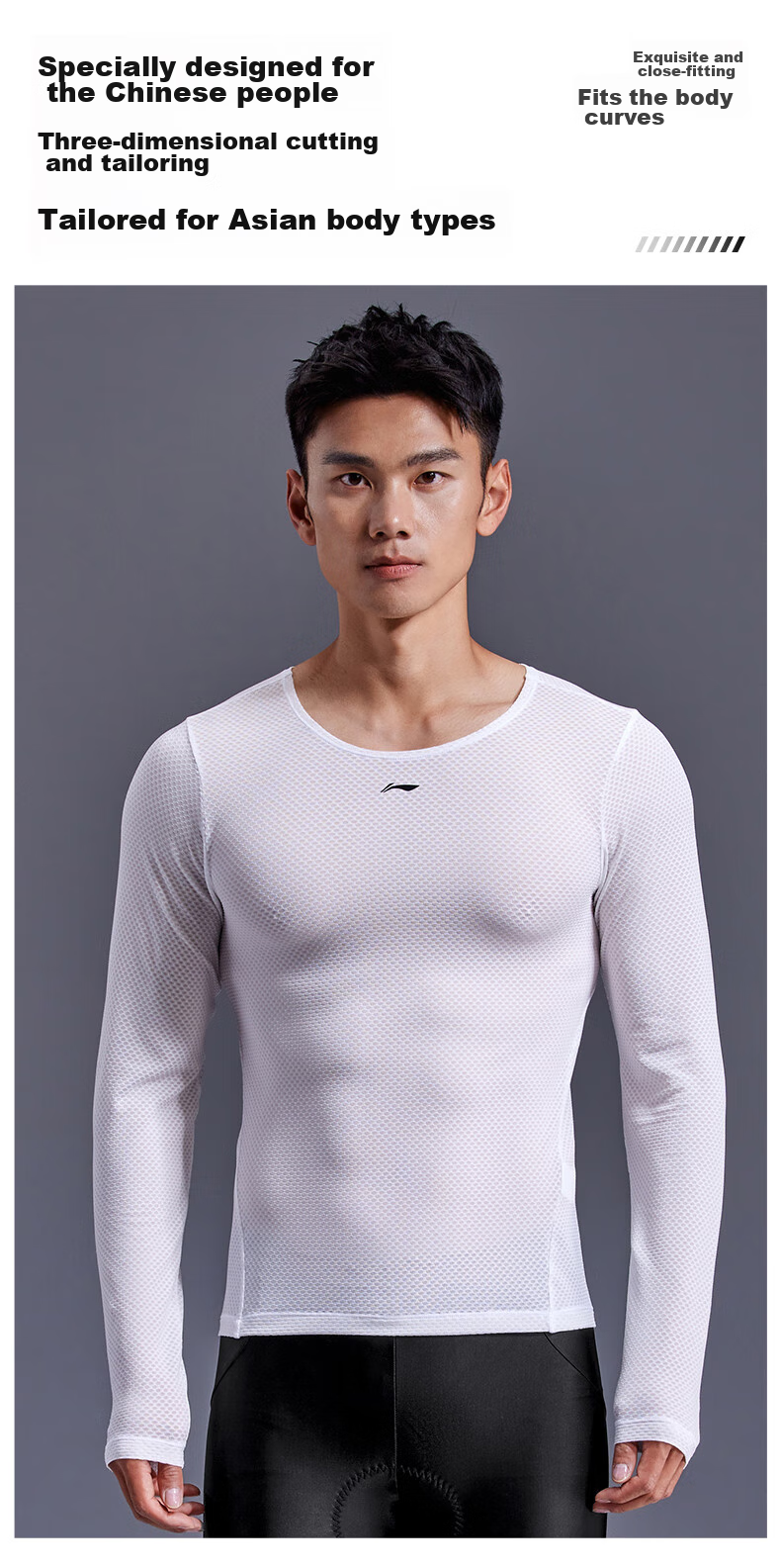 Li-Ning Long-Sleeve Cycling Jersey for Men, Quick-Dry Sweat-Wicking Undershirt for Road And Mountain Biking Top 3