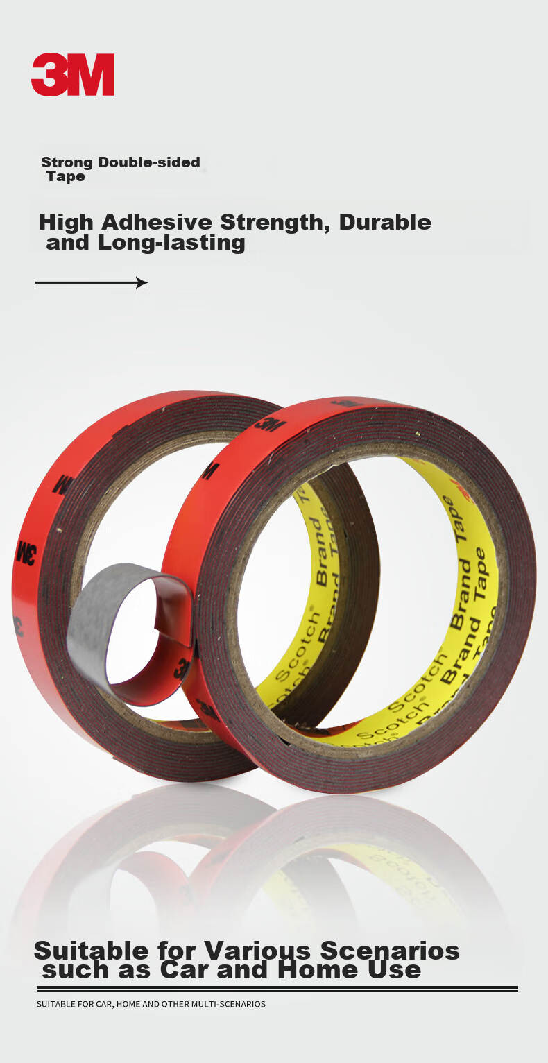 3M Double-Sided Tape, Strong Foam Adhesive, Traceless, Spring Festival Couplets Special, Water-Resistant And Heat-Resistant for Office And Daily Use, Adhesive Sheet 4, 3M M*54.5mm*0.8mm (10 Pieces/bag) 1
