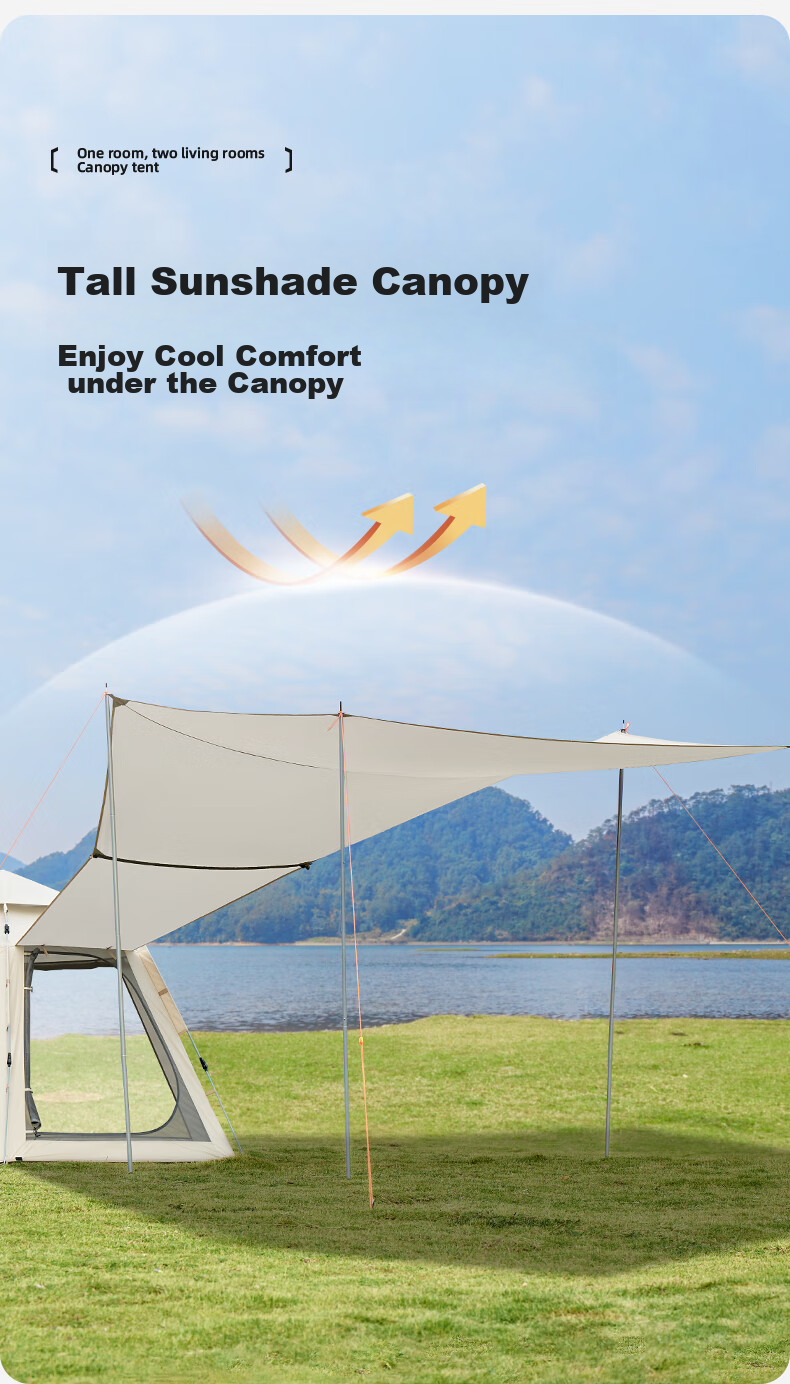 CAMEL X Outdoor Canopy Tent, Foldable Portable Hexagonal Camping Tent for Overnight Outdoor Camping, Complete Equipment Set 4