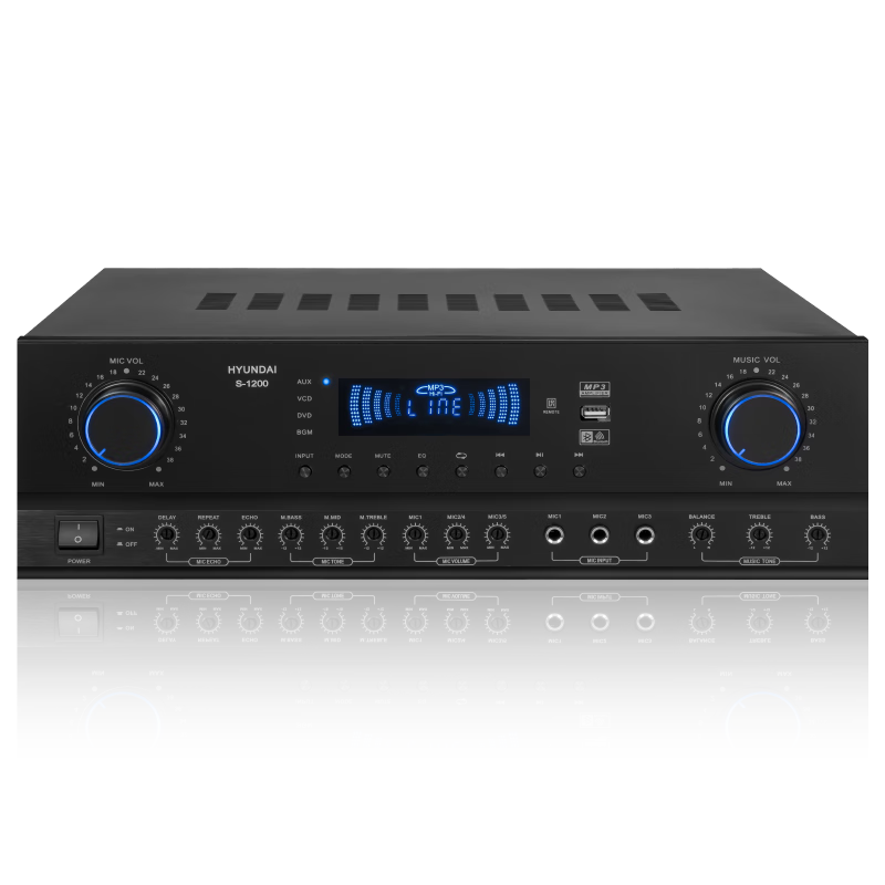 HYUNDAI S1200 Home KTV Audio Amplifier System, Home Karaoke Speaker Dedicated, High-Fidelity Bluetooth Wireless High-Power Music Amplifier