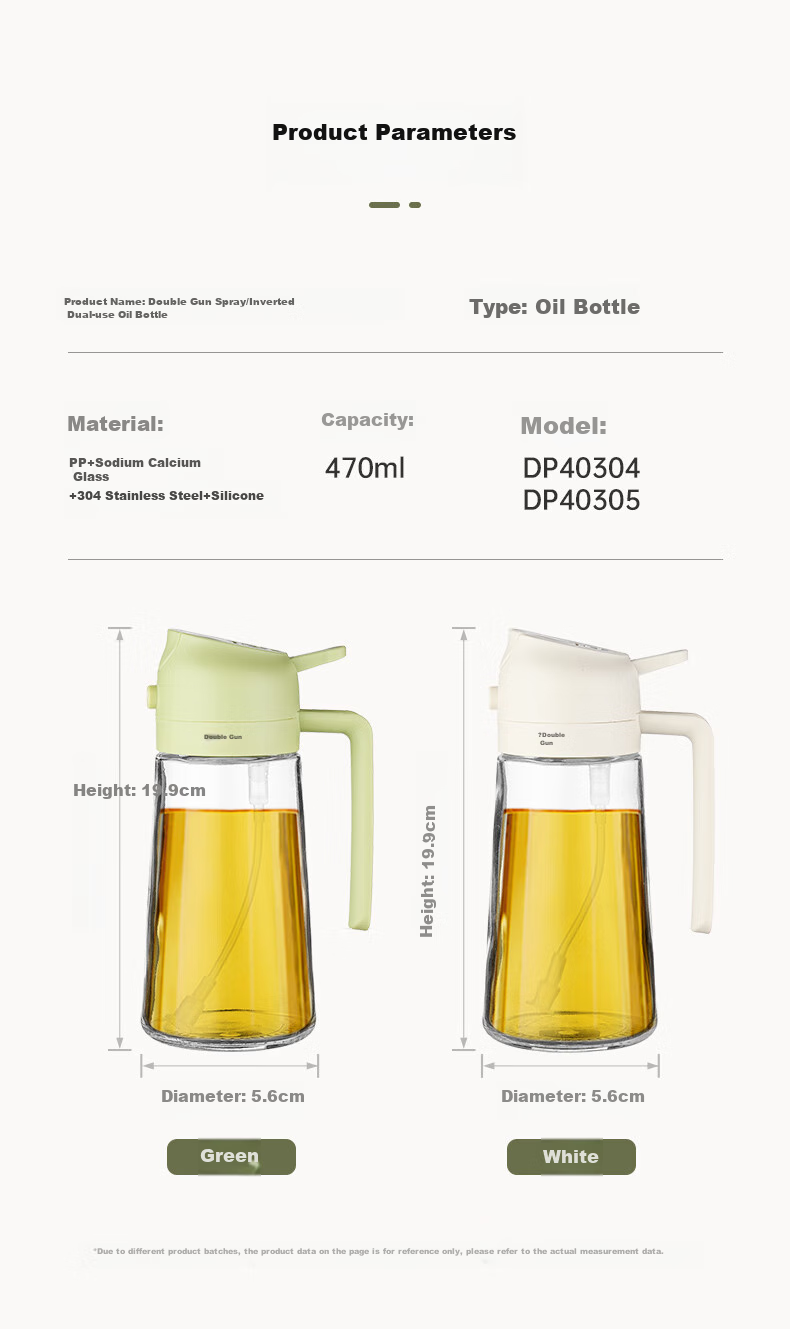 Suncha Oil Dispenser, Oil Pouring And Spraying All-In Glass Oil Bottle for Cooking Oil, Kitchen Use, Non-Drip, Olive Gree 12