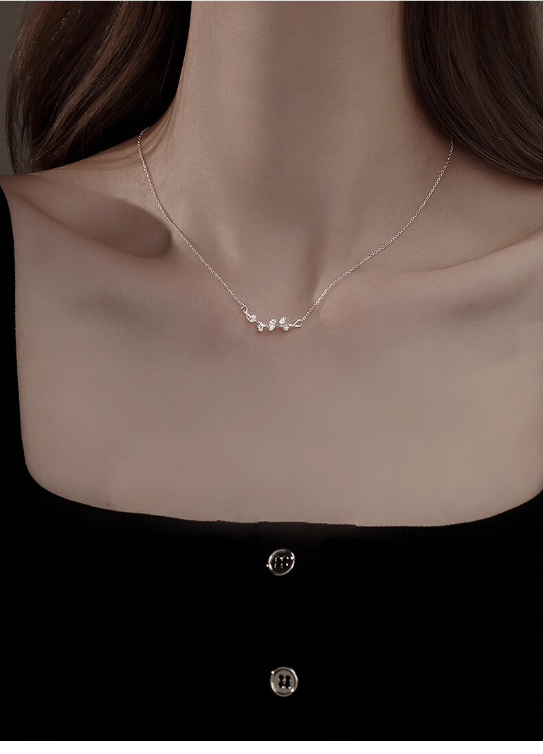Dijing 999 Sterling Silver Necklace for Women, 2026 New Style, Luxurious High-End Pendant, Ginkgo Leaf Collarbone Chain, Birthday Gift 8