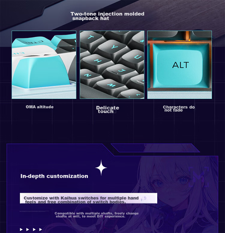 MACHENIKE K600T, 82-Key Wired/2.4G/Bluetooth Tri-Mode Mechanical Keyboard, IP Custom Edition - Baize Teng Purple Switch 12