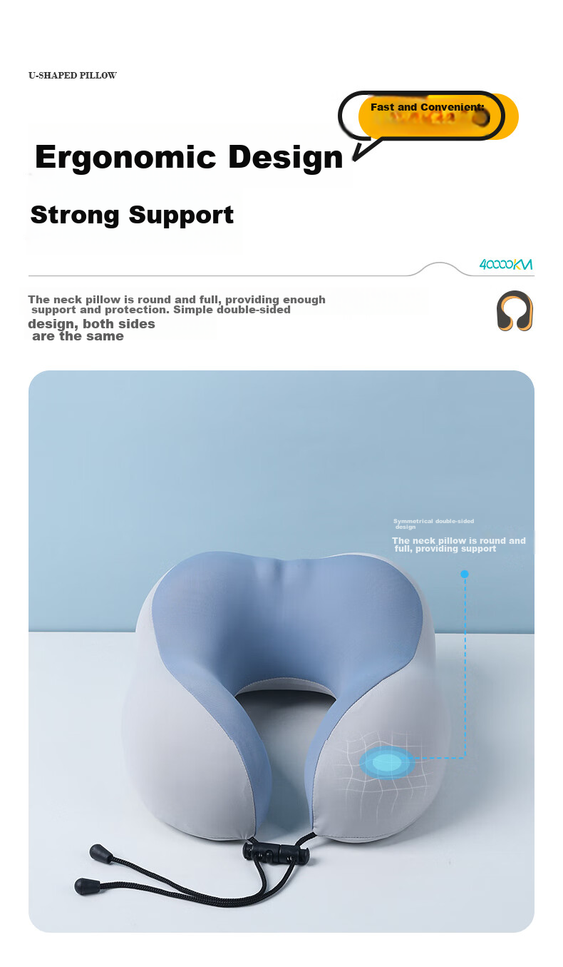 40,000 Kilometers Memory Foam U-Shaped Neck Pillow Portable Foldable Travel Neck Pillow for High-Speed Train, Airplane, Office, and Nap 7