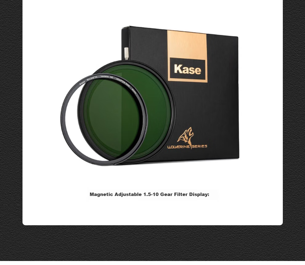 Kase Magnetic Neutral Density Filter, Adjustable ND3-1000, 1.5-10 Stops, 77mm ND Filter, Medium Gray Density Filter, Low Color Temperature, Long Exposure, Water Flow, Slit Slow Shutter 5
