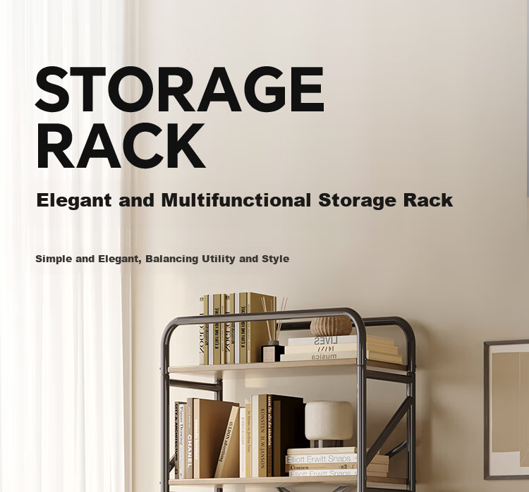 Yicainianhua Internet-Famous Bookshelf, Floor-Standing Storage Rack, Mobile Metal Steel-Wood Storage Shelf, Printer Stand 4387 - with Mobile Wheels 3
